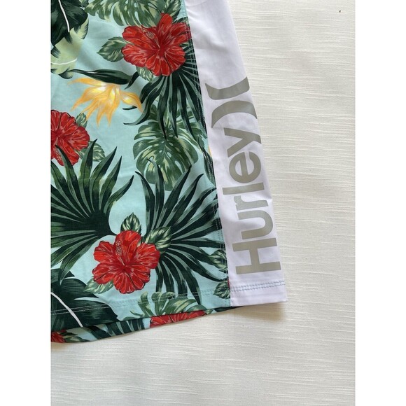Hurley Men’s Turquoise Hibiscus Boardshort Sz 36 New - Picture 3 of 10